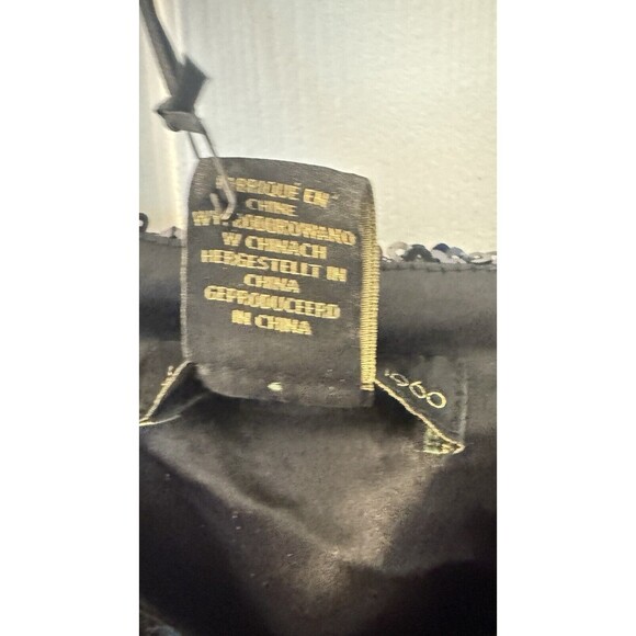 House of Harlow 1960 Sequined Adjustable Strap Black Satin Slip Dress Large NEW - Picture 8 of 8